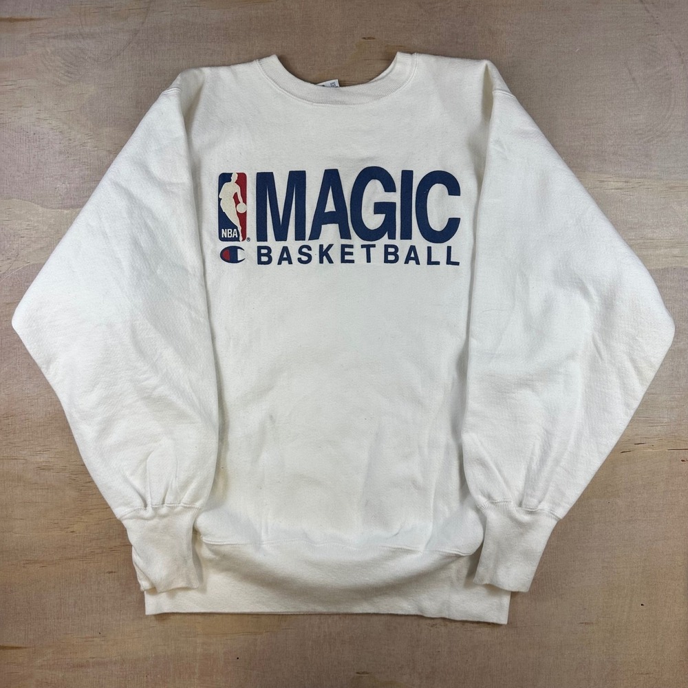 Vintage Champion Reverse Weave Orlando Magic NBA Basketball Sweatshirt White L